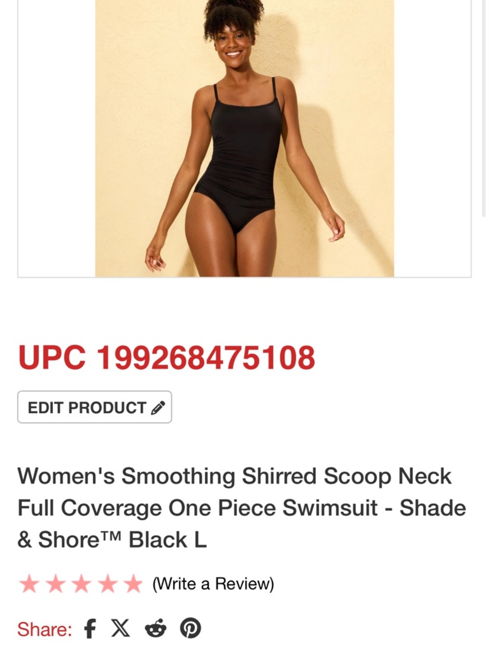 Shade & Shore Black Square-Neck One-Piece Swimsuit - Picture 2 of 4